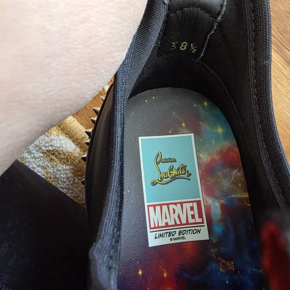 Christian Louboutin Black Sneakers with Red Soles and Silver Spikes - Picture 9 of 12